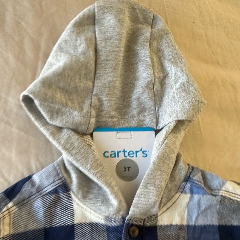 Carter's Blue and White Plaid Shirt, Size 3T - Picture 3 of 8